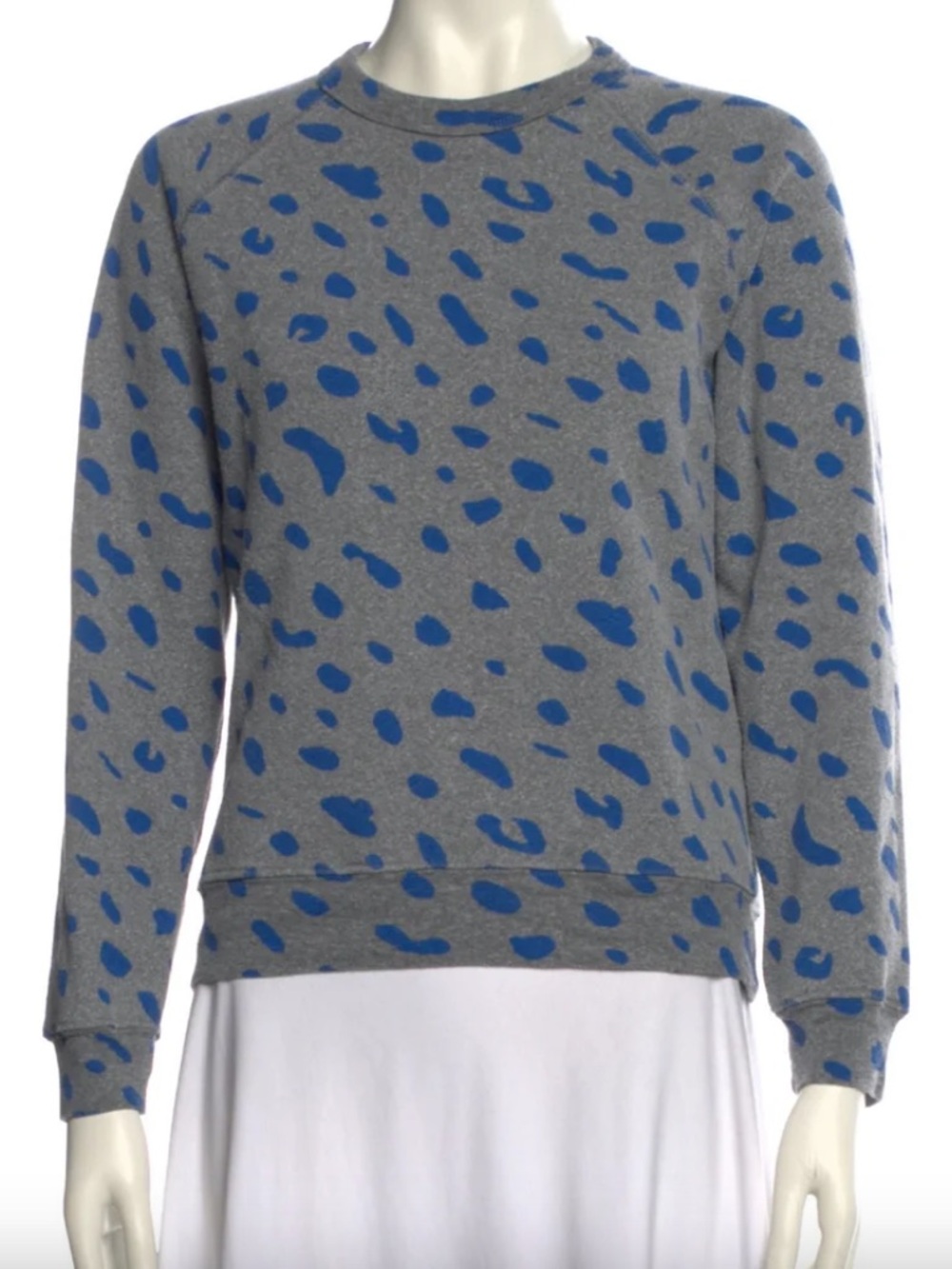 Clare V. Gray & Blue Animal-Print Crewneck Sweater XS
